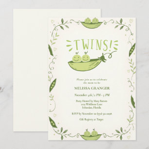 Two Peas in a Pod Twins Baby Shower Invitation