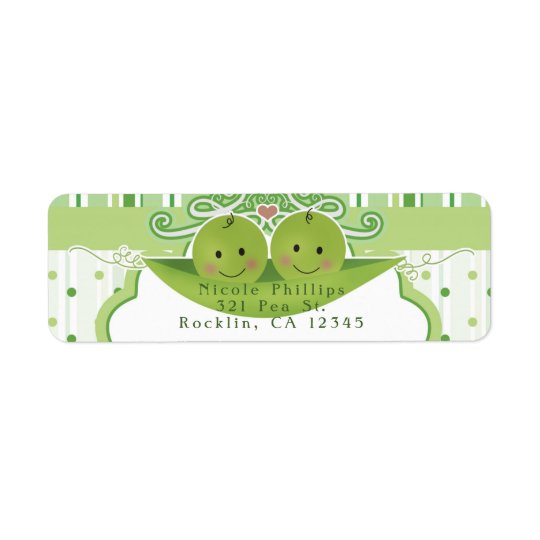 Two Peas in a Pod Twins Baby Shower Invitation Return Address Label