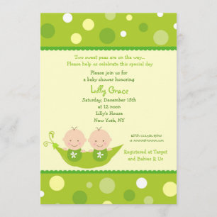 Two Peas In A Pod Twins Baby Shower Invitations