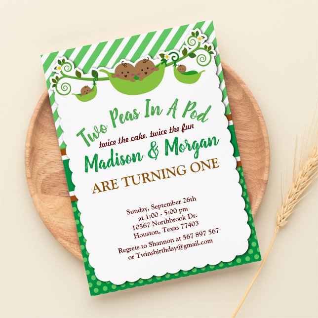 Two Peas In A Pod Twins Birthday Invitation (Creator Uploaded)