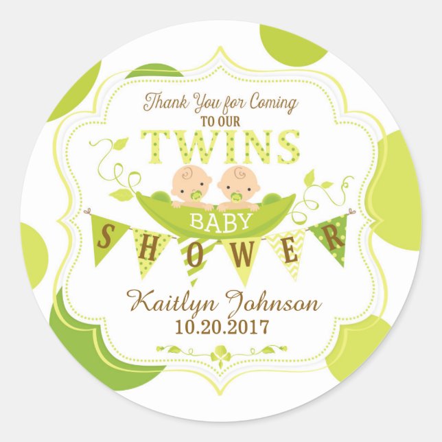 Two Peas in a Pod Twins Thank You Label (Front)