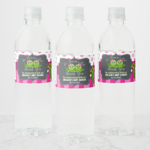 Two Peas in a Pod Twins Twin Girls Baby Shower Water Bottle Label