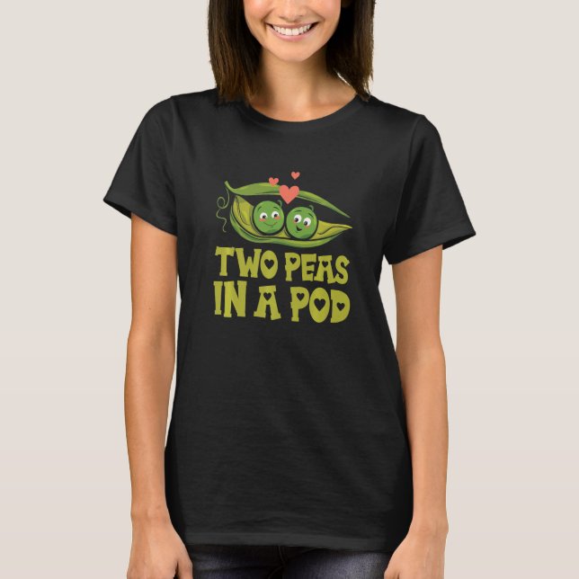 Two Peas in a Pod Valentines Day In Love Vegan Veg T-Shirt (Front)