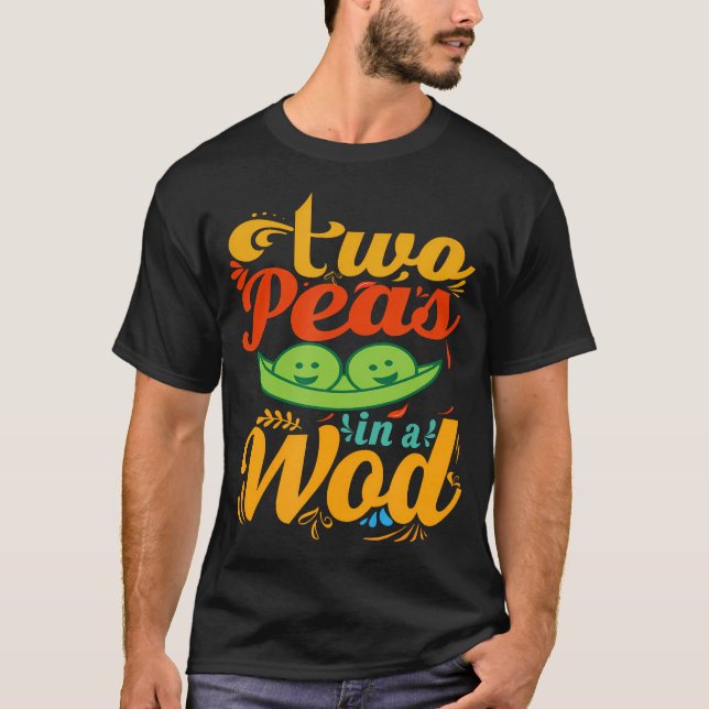 Two Peas In A Wod Funny Vegetable T-Shirt (Front)