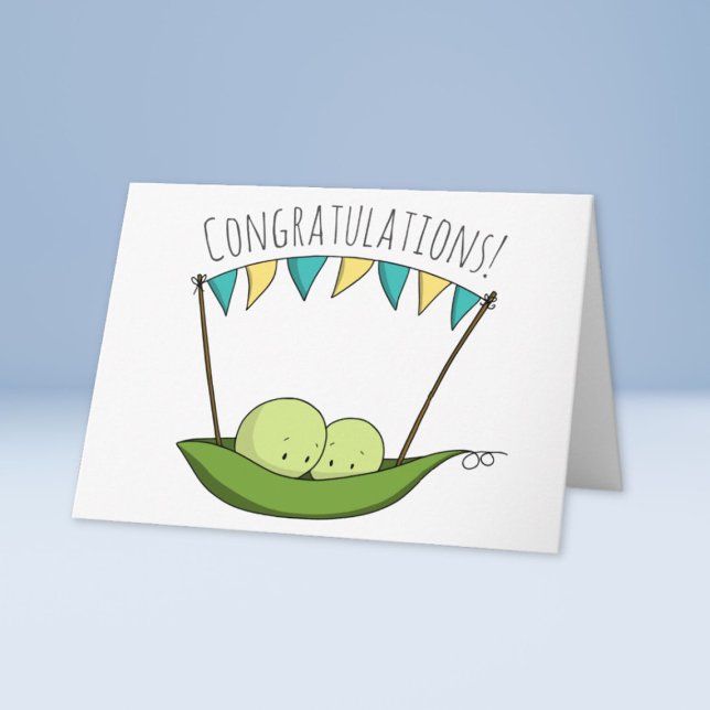 Two Peas Twin boys Newborn Congratulations Baby Card (Creator Uploaded)