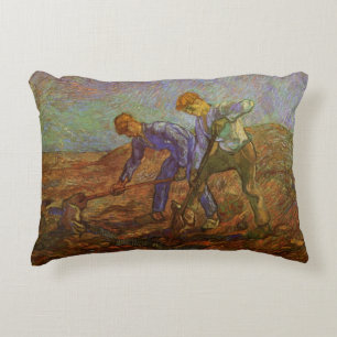 Two Peasants Digging by Vincent van Gogh Decorative Cushion