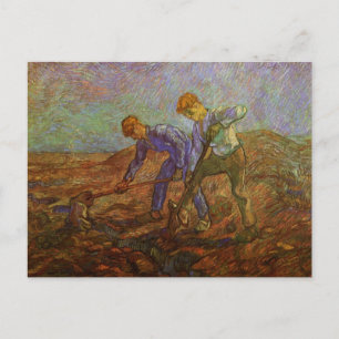 Two Peasants Digging by Vincent van Gogh Postcard