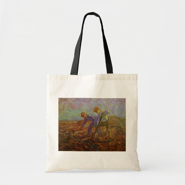 Two Peasants Digging by Vincent van Gogh Tote Bag (Front)