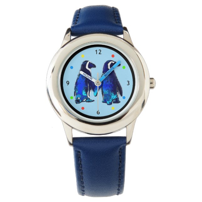 Two Penguins Holding Hands Kids Watch (Front)