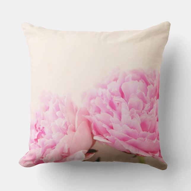 Two peonies pink outdoor cushion (Front)