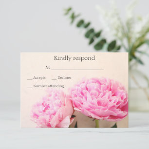 Two peonies pink RSVP card