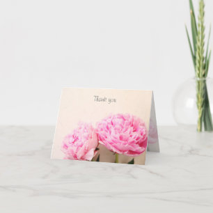 Two peonies pink thank you card
