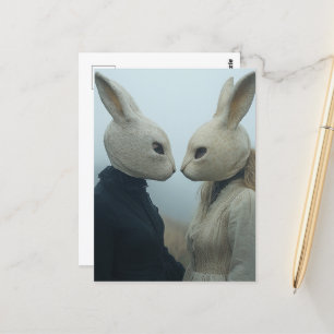 Two People in Rabbit Masks Postcard