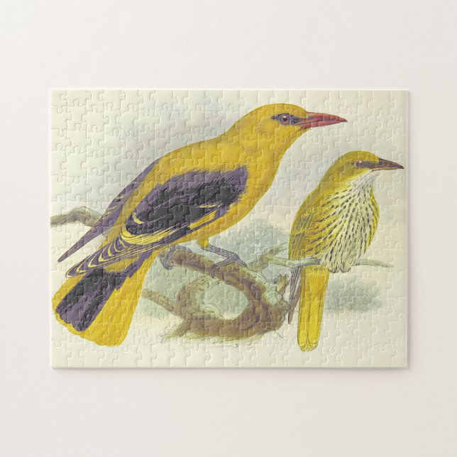 Two Perched Birds, Vintage Style, Puzzle (Horizontal)