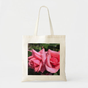 two perfect hot pink rose flowers. love tote bag