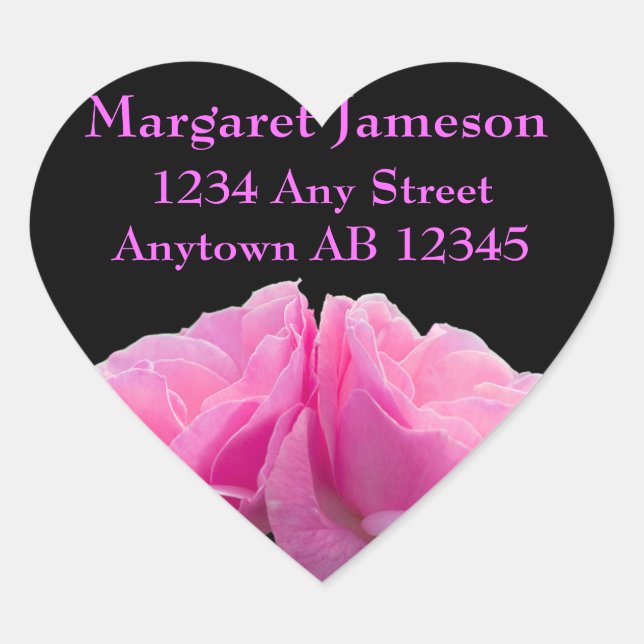 Two Perfectly Pink Roses Wedding Address Label (Front)