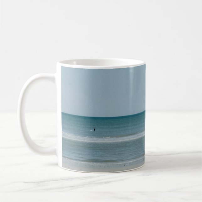 Two person walking on coast coffee mug (Left)