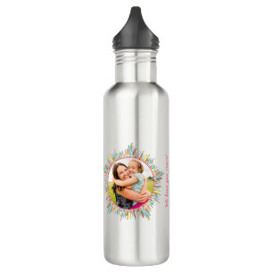 Two Photo Abstract and Colourful Art Custom Text 710 Ml Water Bottle