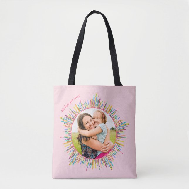 Two Photo Abstract and Colourful Art Custom Text Tote Bag (Front)