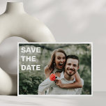 Two Photo Bold White Text Overlay Simple Wedding Save The Date<br><div class="desc">Two Photo Bold White Text Overlay Simple Wedding Save the Date</div>