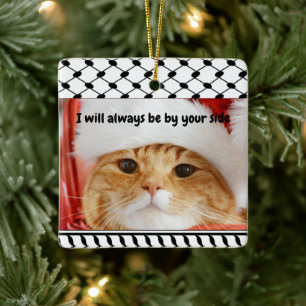 Two Photo Custom Text Keffiyeh Free Palestine Ceramic Ornament