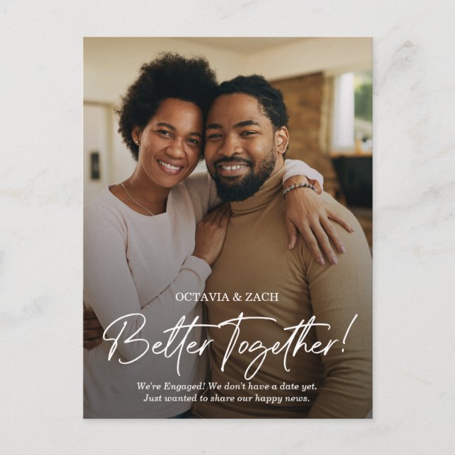 Two Photo Engagement Announcement Postcard (Front)