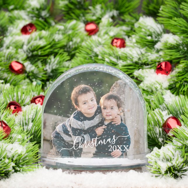Two Photo Family Christmas 20XX Name Keepsake Snowglobe (Christmas)