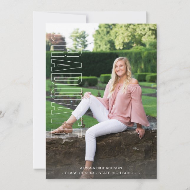 Two Photo Fun Type Graduate Announcement (Front)