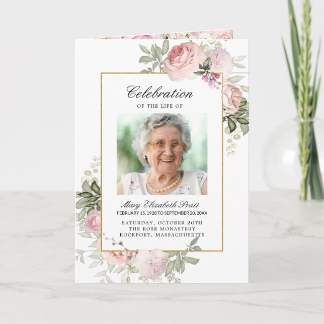 Two Photo Funeral Celebration of Life Program (Front)