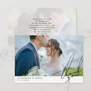 Two Photo Handwritten Script Wedding Thank You Card