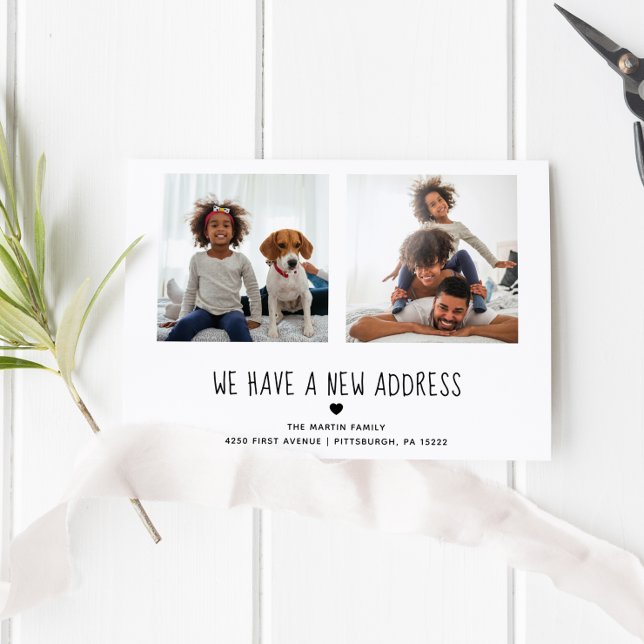 Two Photo Handwritten Text | Moving Announcement Postcard
