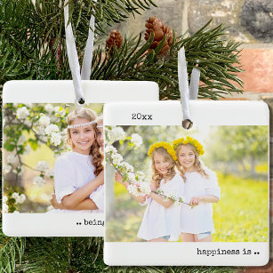 Two Photo Happiness is Being your Twin Minimalist Ceramic Ornament