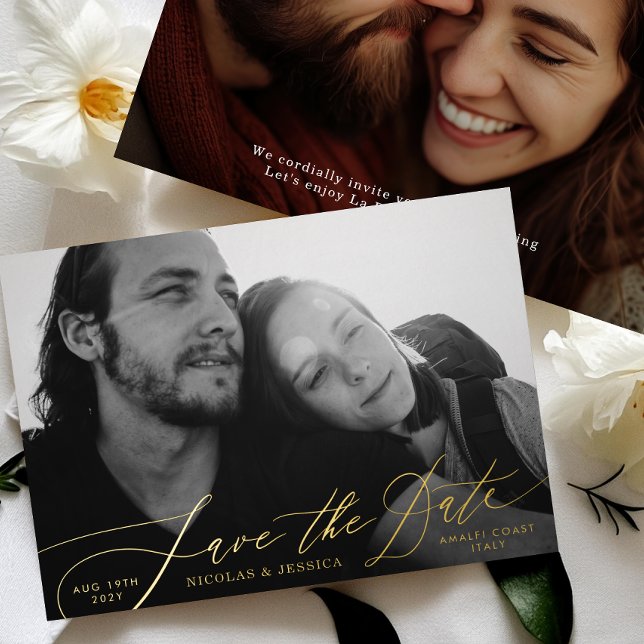 Two Photo La Dolce Vita Gold Save The Date (Creator Uploaded)