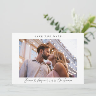Two Photo Minimalist Modern Script Elegant Wedding Save The Date