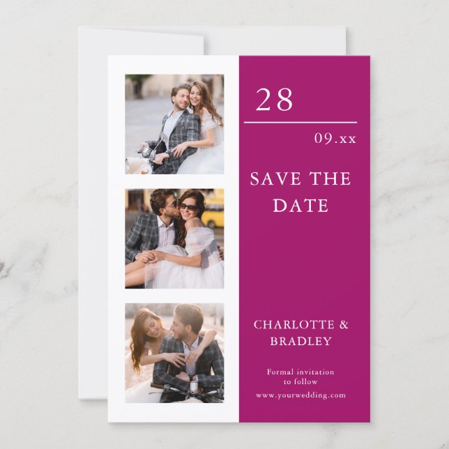 Two Photo Modern Wedding Save The Date (Front)