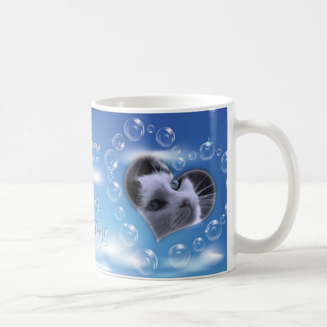 Two Photo Personalised Bubble Heart Pet Memorial Coffee Mug (Right)