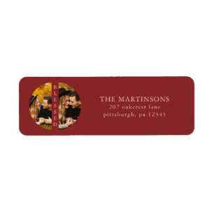 Two Photo Red Return Address and Name Label
