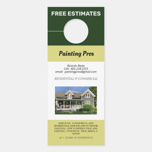 Two Photo Residential & Commercial Painting Door Hanger (Front)