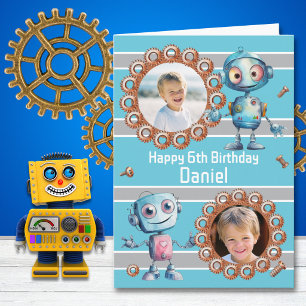 Two Photo Robot 6th Birthday Card