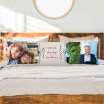 Two Photo So Lucky to Have You Neutral Body Cushion<br><div class="desc">Personalised photo body pillow for someone special. The design features curly brackets to frame your photo's (defining who's WE and who's YOU). Lettered in casual handwriting and skinny font typography, the wording reads: WE are so lucky to have YOU. The photo template is set up for you to add your...</div>