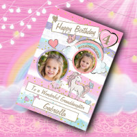 Two Photo Unicorn Birthday Card