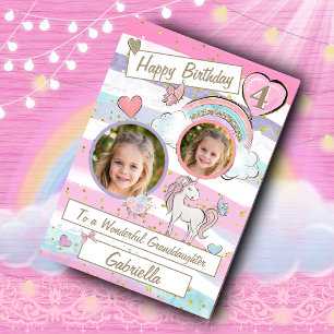 Two Photo Unicorn Birthday Card