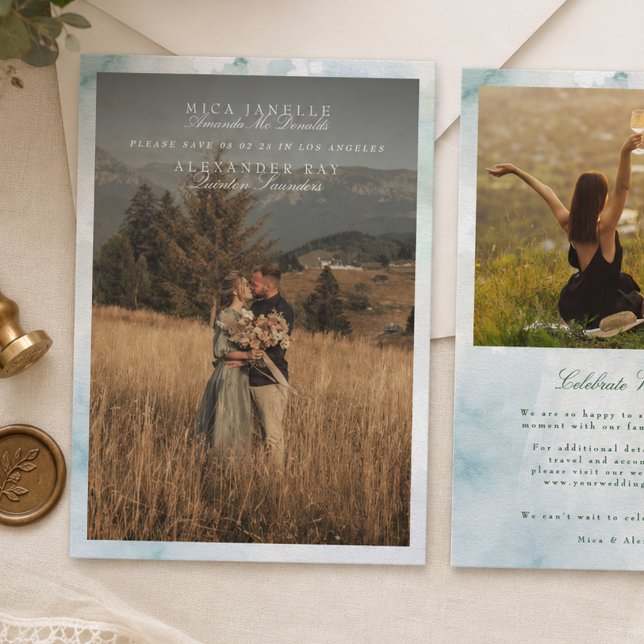 Two Photo Watercolor Rustic Wedding Save the Date (Creator Uploaded)
