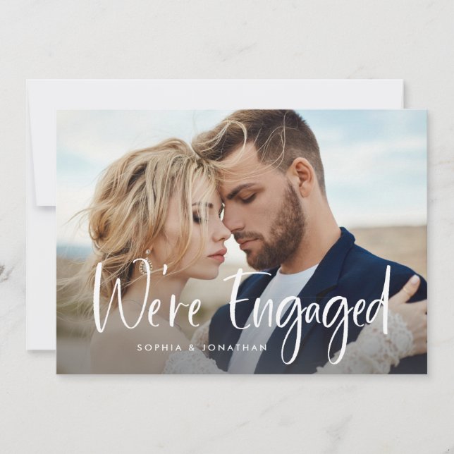 Two Photo with Modern Script | Engagement Party Invitation (Front)