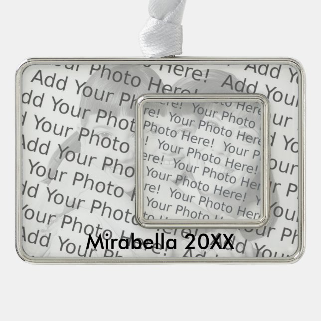 Two Photos and Text Silver Plated Framed Ornament (Front)