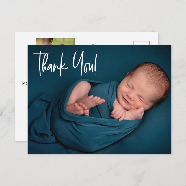 Two Photos Baby Boy shower thank you Postcard (Front/Back)