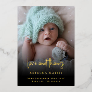 Two Photos Black Foil Birth Announcement