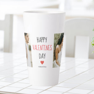 Two Photos   Happy Valentines Day   Couple Gift Latte Mug
