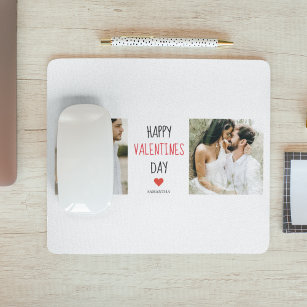 Two Photos   Happy Valentines Day   Couple Gift Mouse Pad