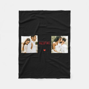 Two Photos Happy Valentines Day Couple Gift T Shir Fleece Blanket